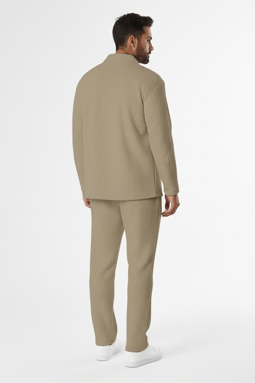Beige velour set achterkant