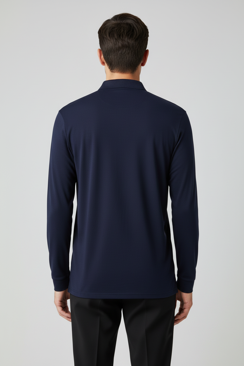 Navy polo achterkant